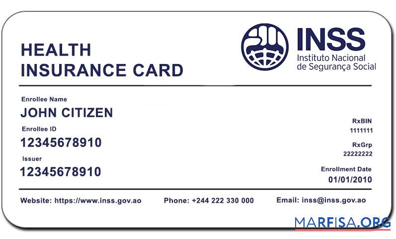 Blank Angola INSS health insurance card sample